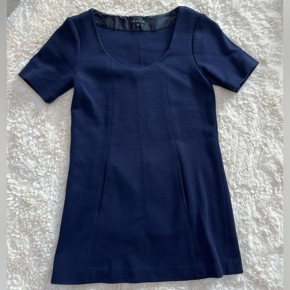 Theory Blue Fitted Blouse with Short Sleeves - Picture 2 of 7